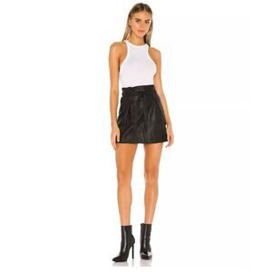Free People Payton Vegan Leather Paperbag Mini Skirt in Black Size 6